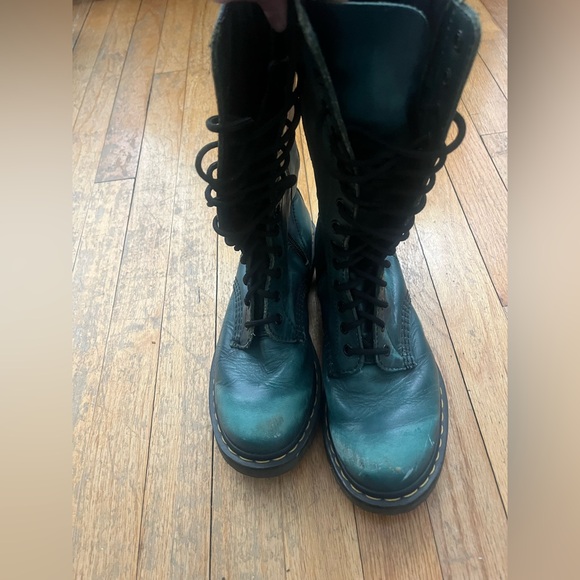 Dr martens Norah 1b99 14 eye 1914 teal green mid calf boots UK 6 US 8 - Picture 3 of 8